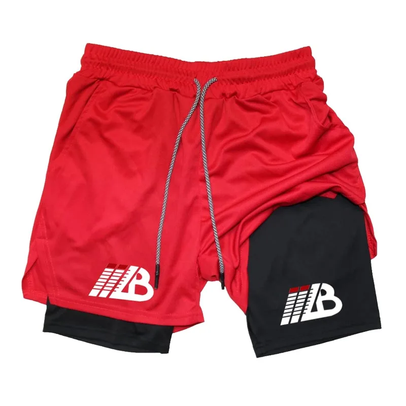 Mens Jogging Double Layer Fitness Shorts Men Fitness Gym Training 2 in 1 Sports Shorts Running Workout Double Deck Casual Shorts