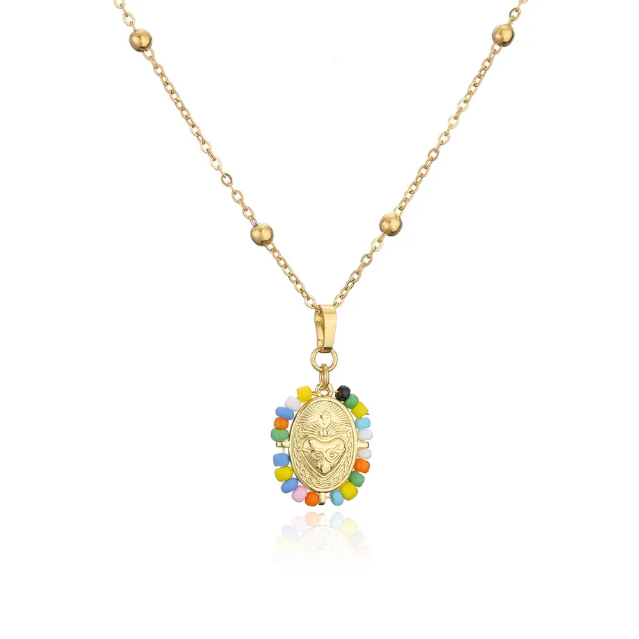 

Women's 18k gold plated necklace, colorful crystal, zircon agate, heart-shaped fashion jewelry gift