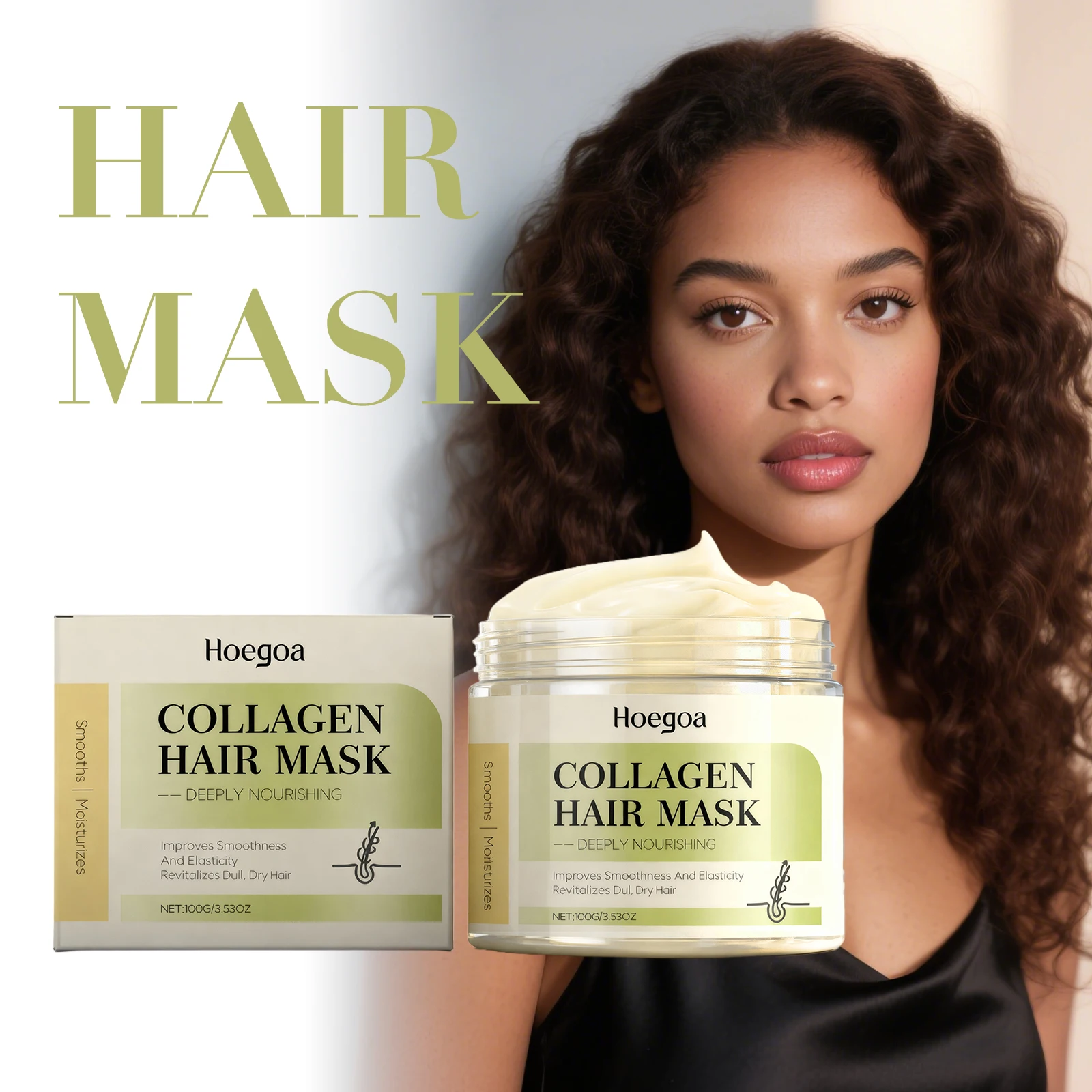 Kollagen-Ingwer-Haarmaske für geschädigtes Haar, Reparatur, glättende Frizz-Kontrollbehandlung, Tiefenspülung, weiches, glänzendes, voluminöses Haar