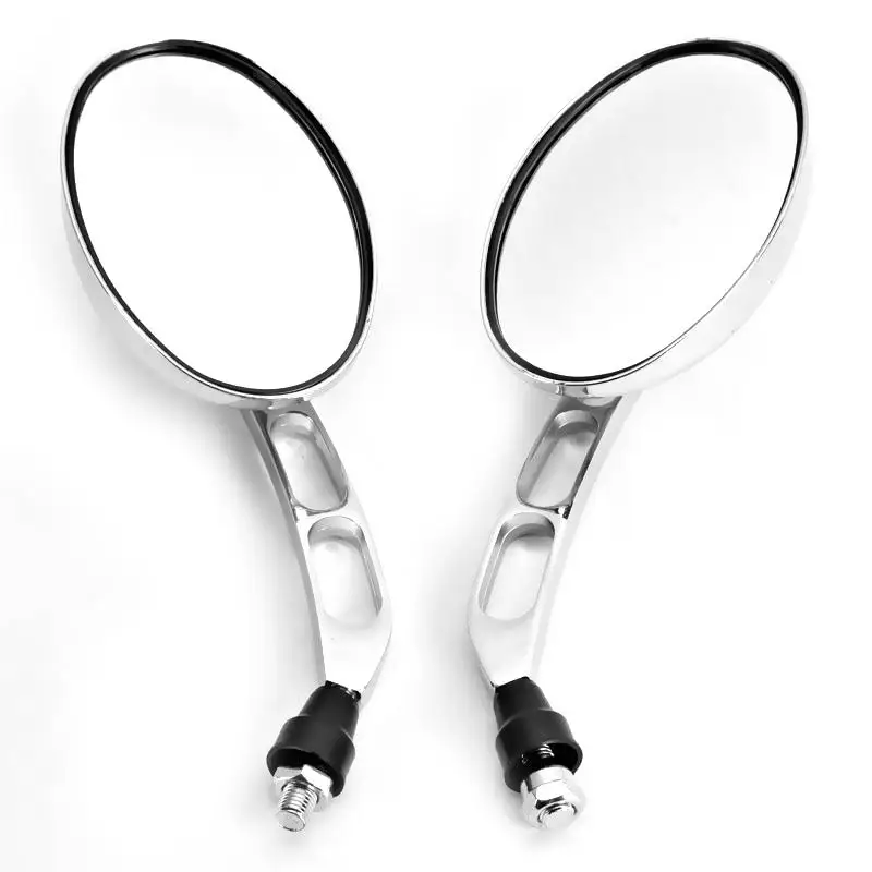 Motorcycle Oval Chrome Rearview Mirrors For Kawasaki Honda Suzuki ... Scooter ATV 10mm