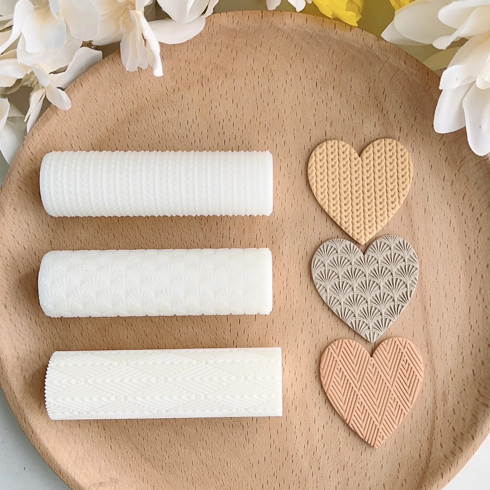 Soft Pottery Earring Polymer Clay Cutter Roller Texture Polymer Clay Seamless Polymer Clay Texture Roller claycutters