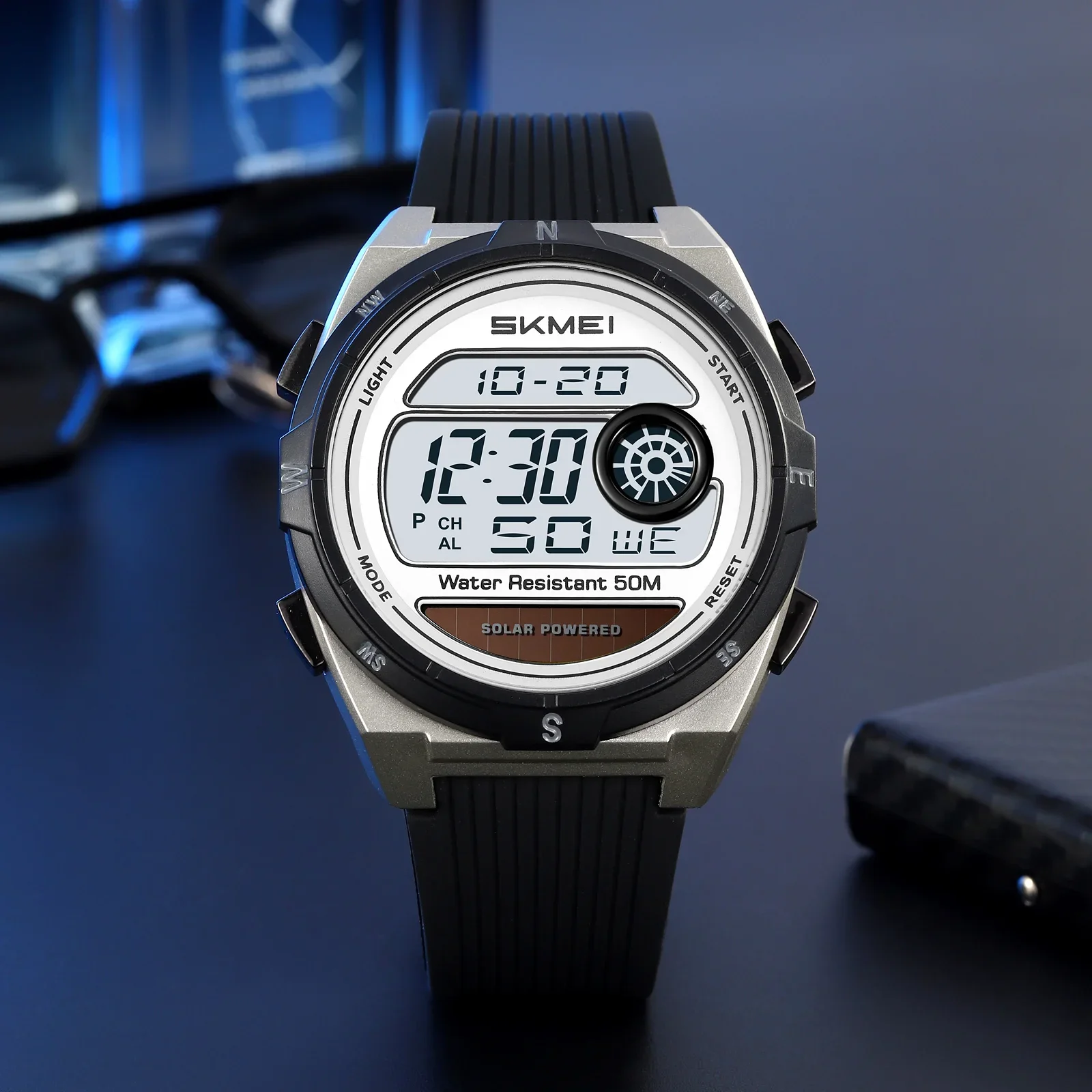 Skmei 2436 Silicone Strap LED Waterproof Chronograph Digital Military Alarm Clock Solar Power Mens Sports Watches Fashion