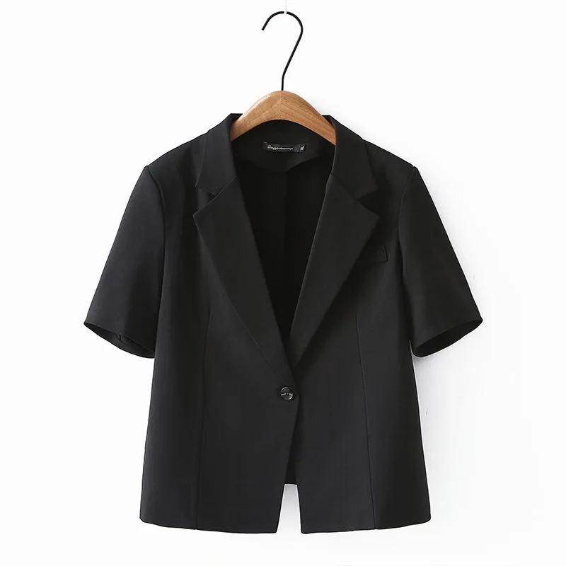 XL-5XL Plus Large Sized Summer Coat Women Short Blazer for Womens Suit Jacket Women Black Coats Outwear 55-110kg