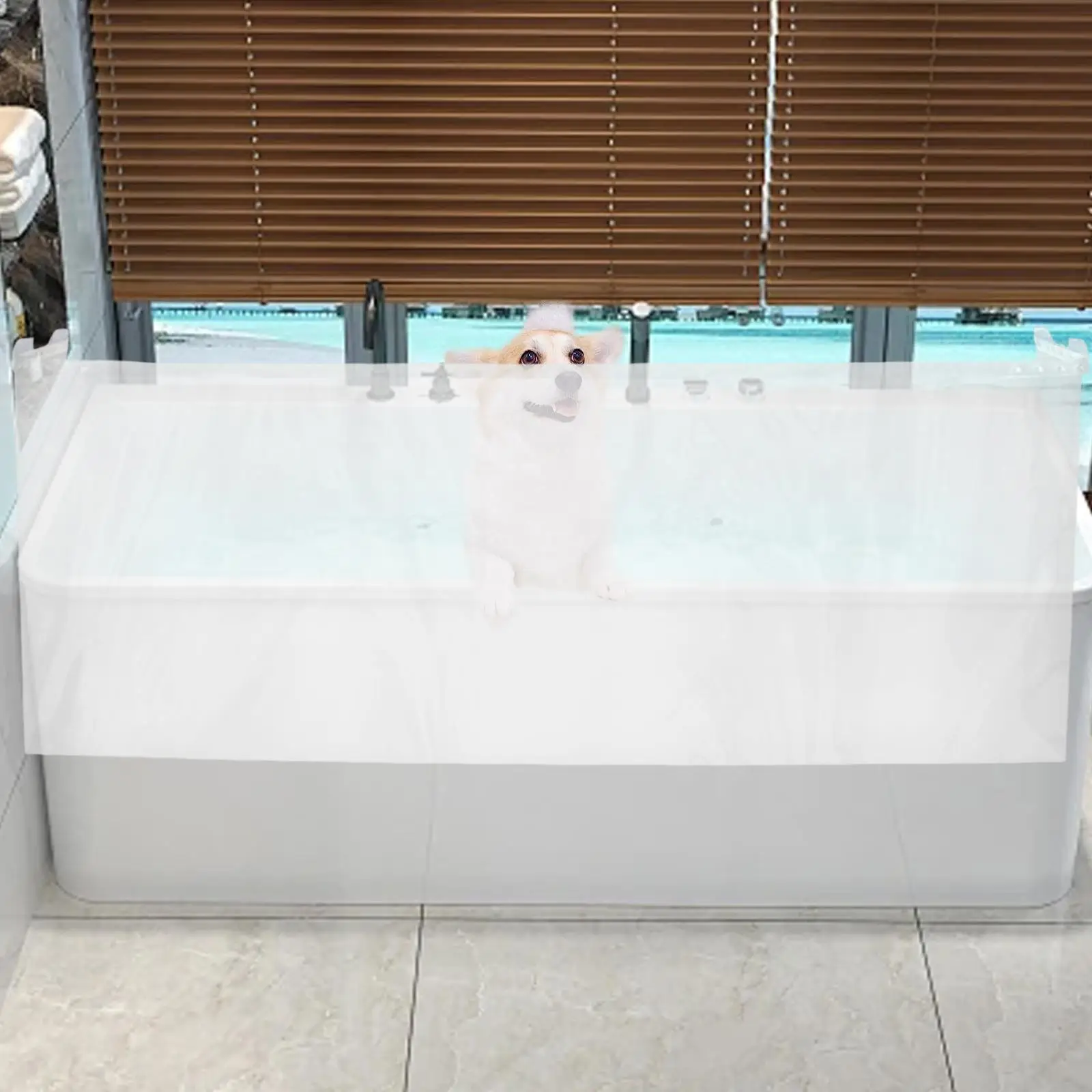Foldable Splashproof Bathtub Shower Curtain Waterproof Clear EVA Bathroom Curtain for Children Pets