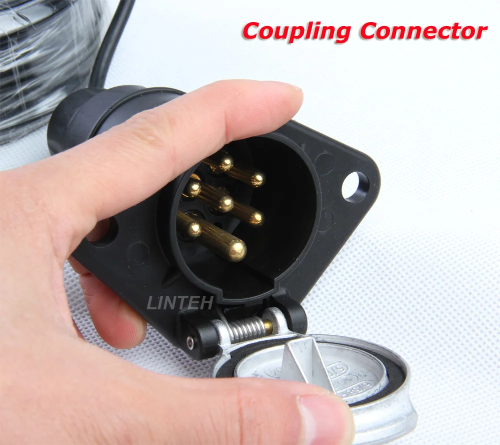 Truck Tractor Trailer Suzi 7Pin Coiled Cable With 4Pin 2 Backup Cameras Lead Connector