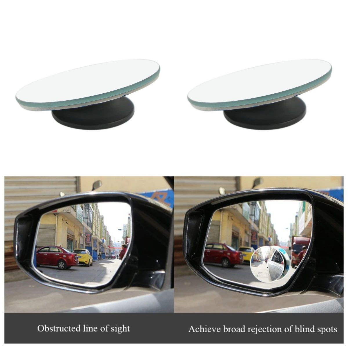 Auto-Rückspiegel für den toten Winkel, Weitwinkel verstellbar, kleiner runder Spiegel 360° °   Konvexer Rückspiegel mit drehbarem Rückwärtsspiegel