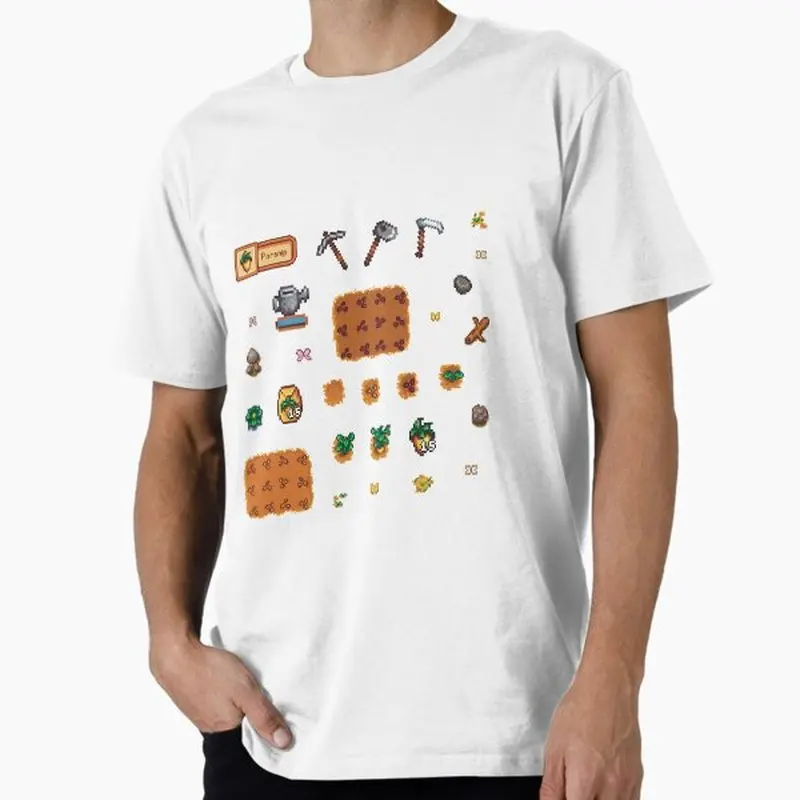 Cute Stardew Valley Videogame Gift t shirt for RPG Gamer 100% cotton Short sleeve Graphic Clothes Cartoon tee US Size S-6XL