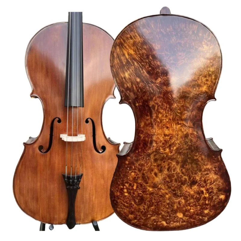 

Привлекательная редкая песня, виолончель 4/4, красивый птичьи глаза, весь клен, верх из старой ели # 15715