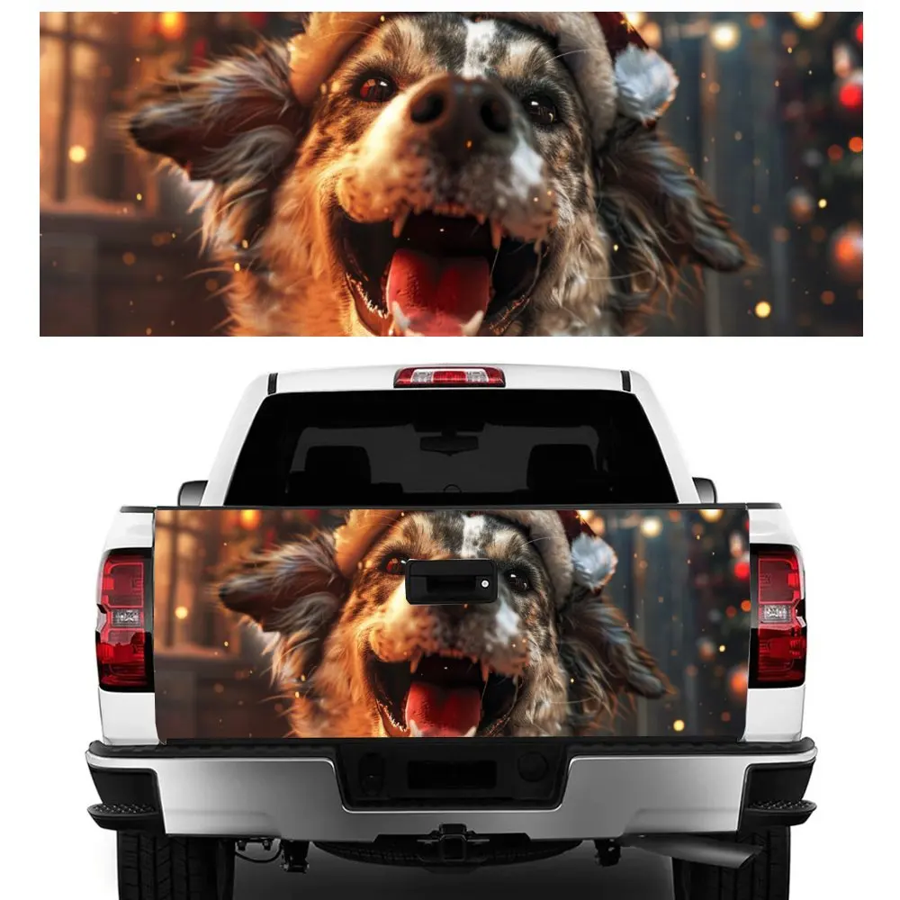 

Happy Christmas Dog Animal Print Car Tail Trunk Protect Vinly Decal Auto Accessories Hood Decoration Sticker for Off-road Pickup