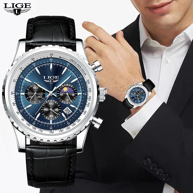 

LIGE New Fashion Quartz Watches for Men Waterproof Man Watch Casual Sport Wristwatch Clock Men's Gift Auto Date Reloj Hombre+Box