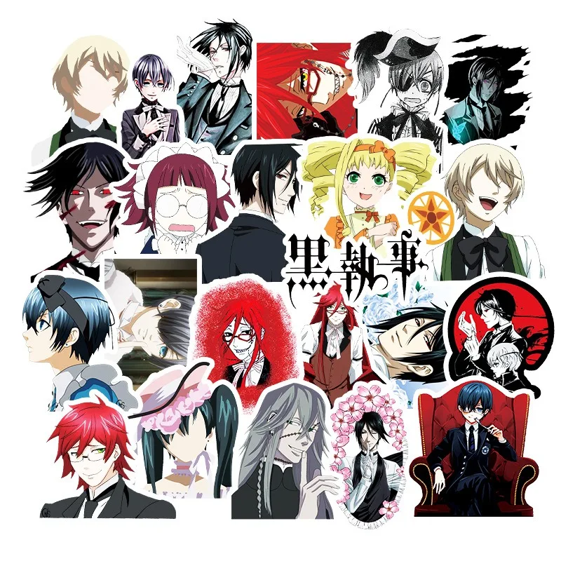 50pcs Anime Black Butler Graffiti Sticker Motorcycle Luggage Laptop Mobile Phone Water Cup DIY Decoration Sticker