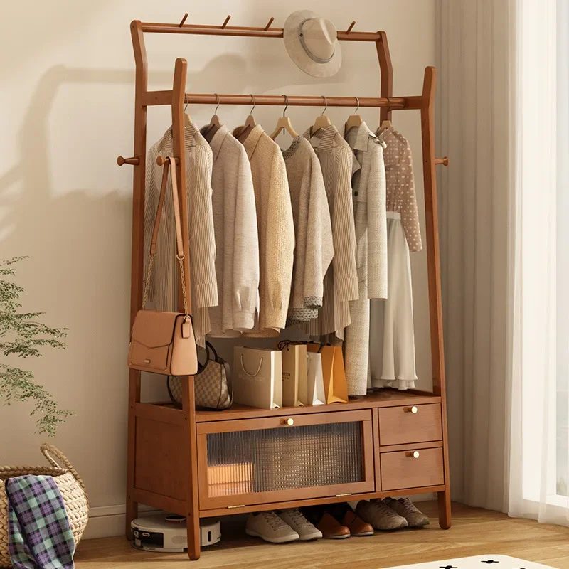 New Model Bedroom Hanger Floor-to-ceiling Removable With Wheels Coat Rack Indoor Multi-functional Coat Rack Premium