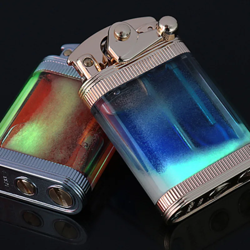 luminous quicksand windproof kerosene lighter new and unique retro transparent oil tank lighter