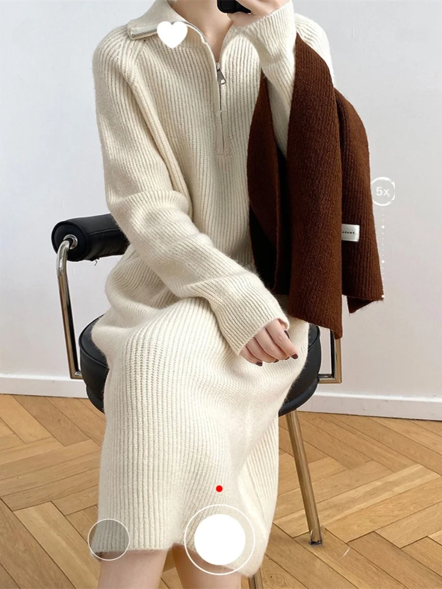 

Long Sve Трикотаж Dr Soft Faux Camere Свободный воротник на молнии для рукоделия Очень длина для поездок на работу Обычный тонкий чистый...