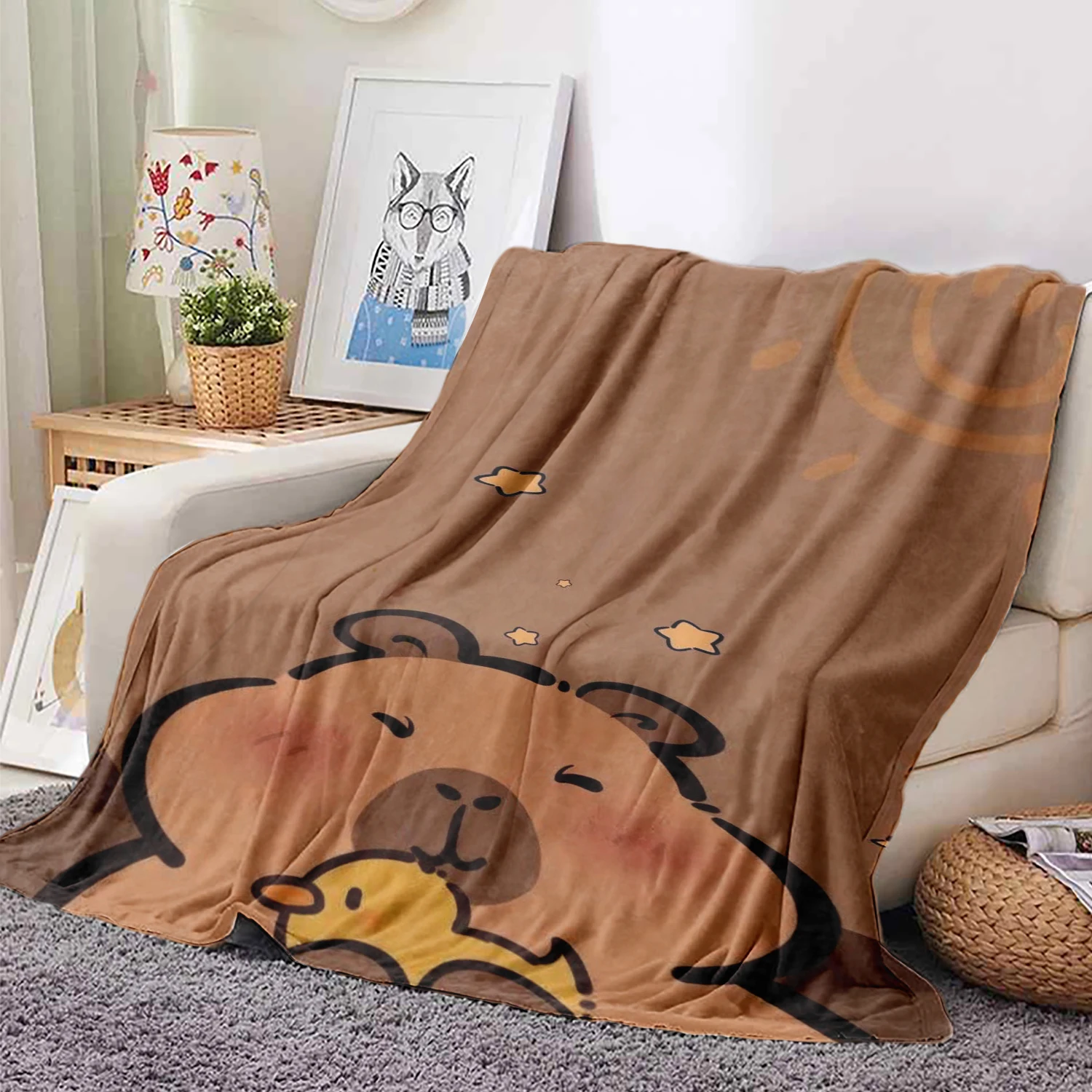 Cute Capybara Soft Plush Blanket,Flannel Blanket Throw Blanket for Living Room Bedroom Bed Sofa Picnic