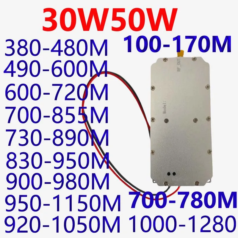 

30 Вт 50 Вт БПЛА RF модуль усилителя мощности 100 МГц380-480 МГц600-720 МГц700-855 МГц730-890 МГц830-950 МГ920-1050 МГц950-1150 МГц1000-1280 МГц