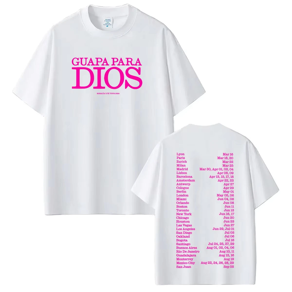 Sängerin Rosalia Lux 2026 Tour Concert Print T-Shirts Trendige Baumwolle Oversized Casual Sommermode Tops Damen und Herren T-Shirt