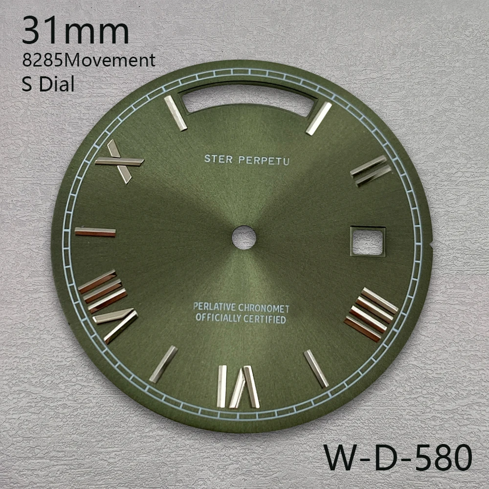 31mm S Logo Dial Day And Date Roman Numerals Sunray Dial Suitable For 8285 Movement High Quality Watch Modification Accessories