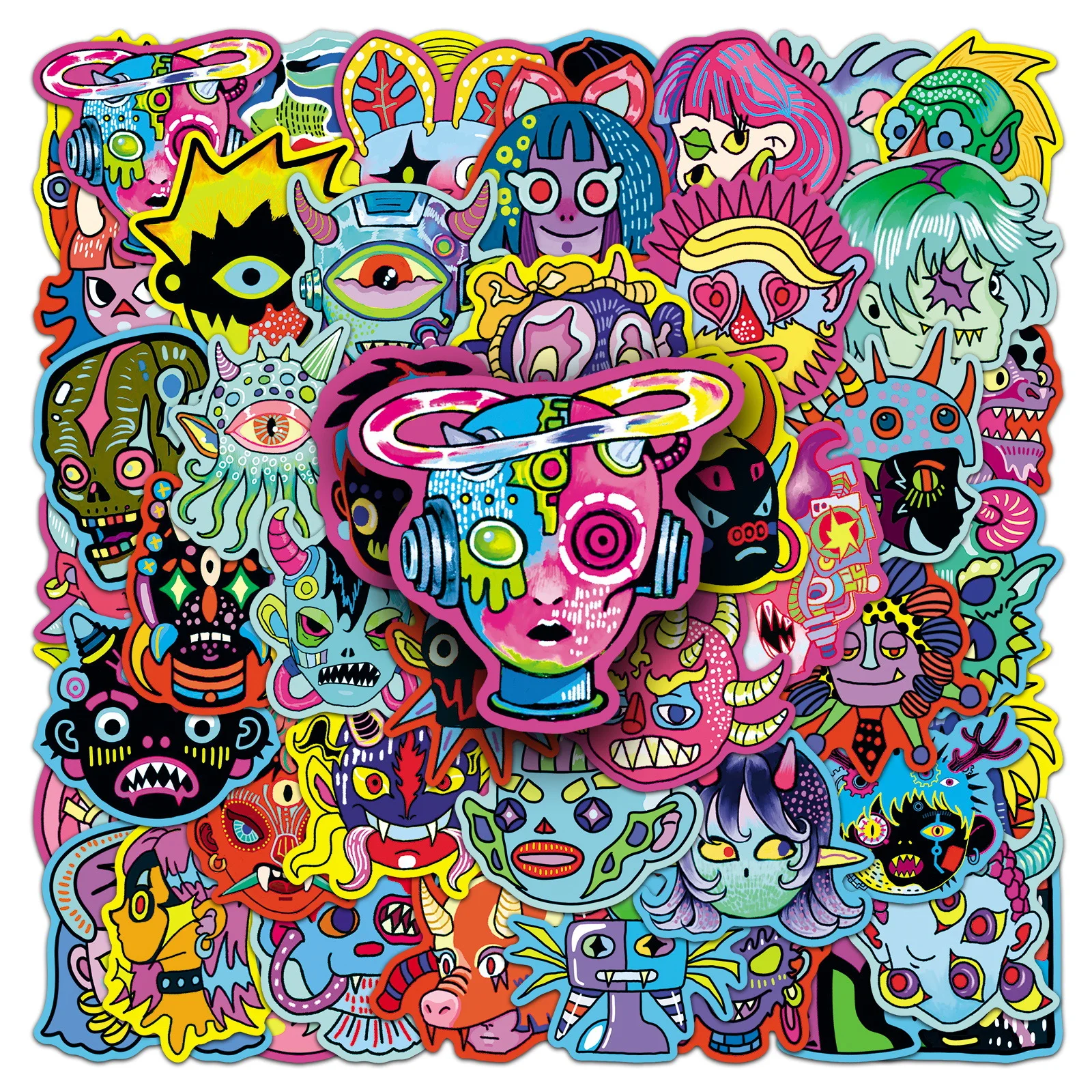 

50PCS Hand Weird Man Cartoon Face Stickers MEME Funny Graffiti Decoration Laptop Guitar Water Cup Waterproof Stickers Kids Toy