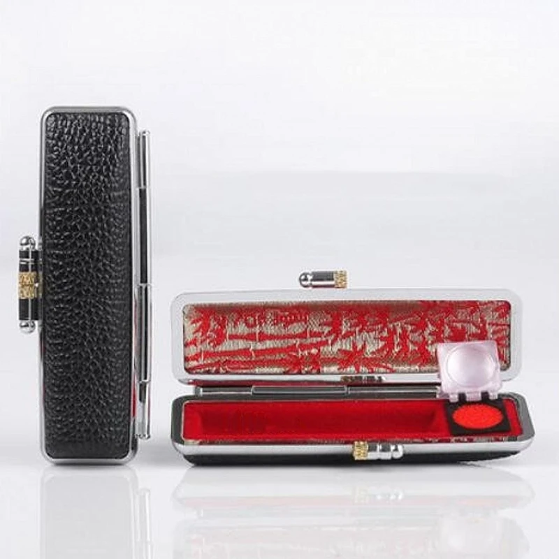Professionelle Stempelbox mit samtiger Stoffauskleidung, tragbarer Stempelhalter 3XUF – Detail 1