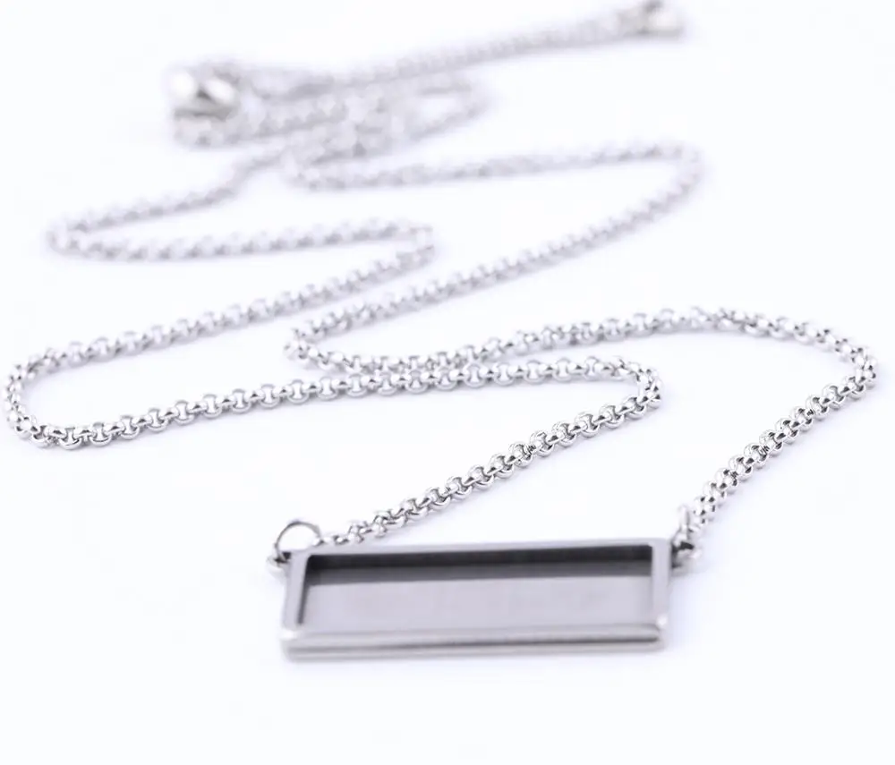 

5pcs Fit 10x25mm Cabochon Base Settings Stainless Steel Charms Pendant Bezel Trays Diy Adjustable Chain Necklace Blanks