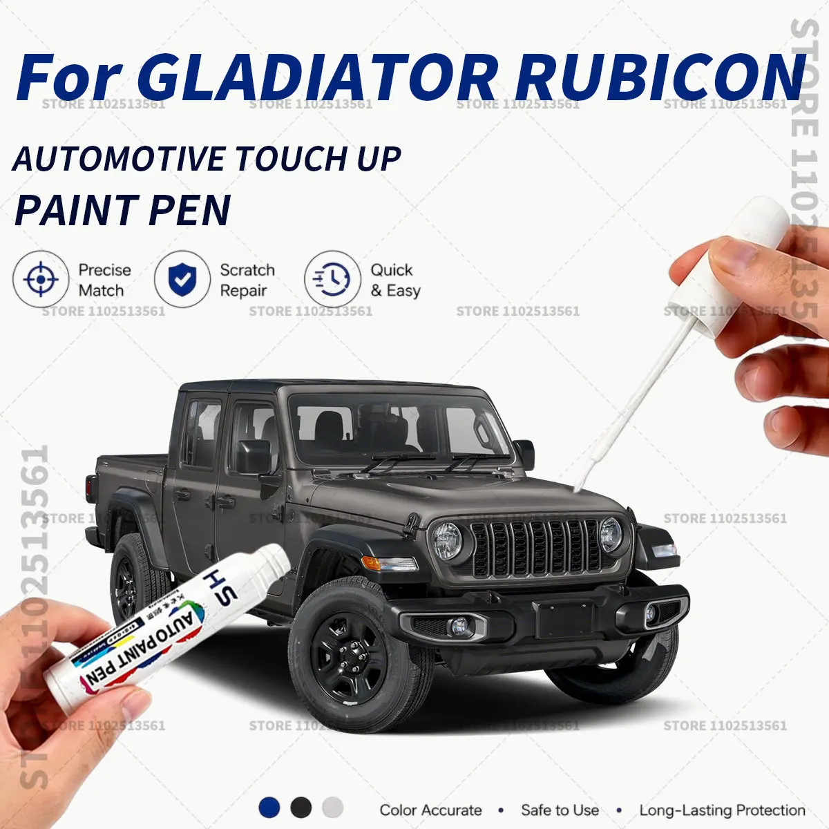 

For JEEP GLADIATOR RUBICON White Black Car Touch Up Paint Pen Quick Repair Scratch Remover Auto Paint Brush Easy Application
