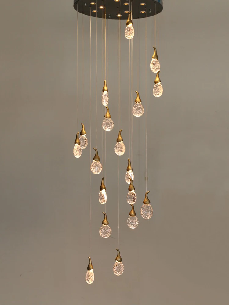 Eggplant Shape Crystal Chandelier Luxury Long Ceiling Pendant Light For Staircase Loft Villa Living Room Showroom image 5