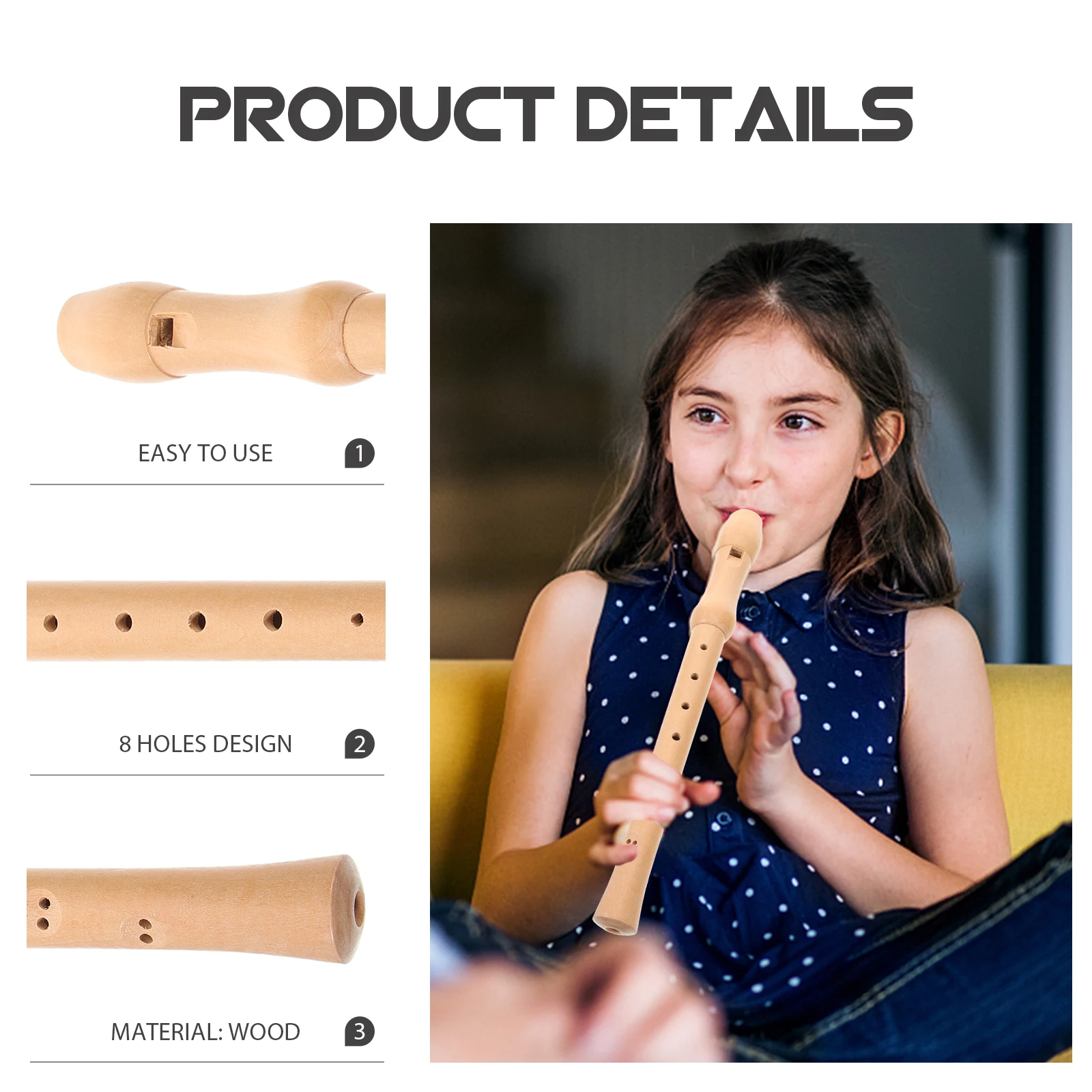

8 Hole Abs Soprano Recorder Flute Premium Material Accurate Tones Exquisite Workmanship Easy Learning Music Instrument