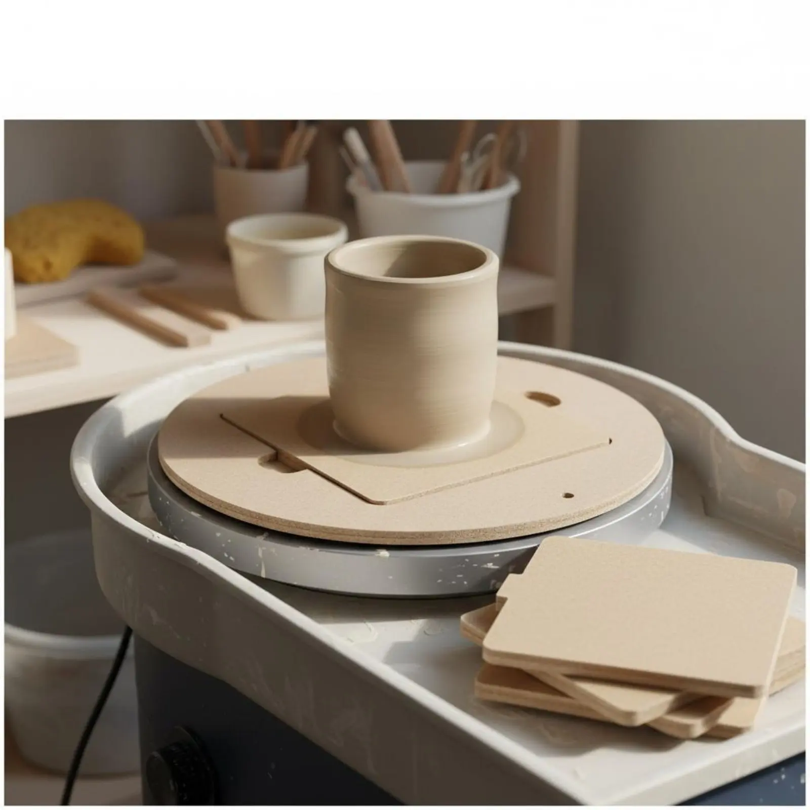 

Pottery Drying Board Sturdy Clay Drying Board Pottery Wheel Disc Long-Lasting Ceramic Throwing Disc Stable for Ceramics Workshop