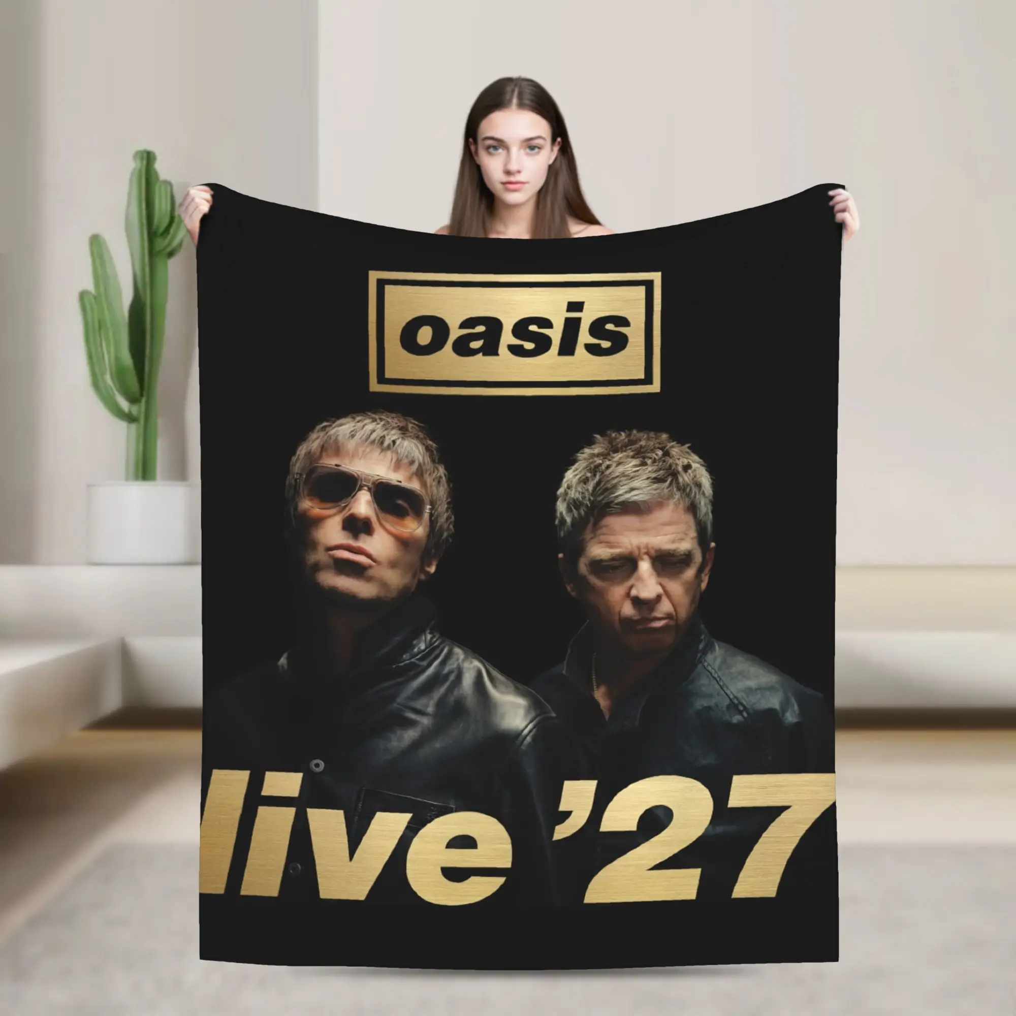 O-Oasis Live 27 Tour Rock Band Music Blanket Flannel Textile Portable Lightweight Throw Blankets for Sofa Couch Bedding Throws