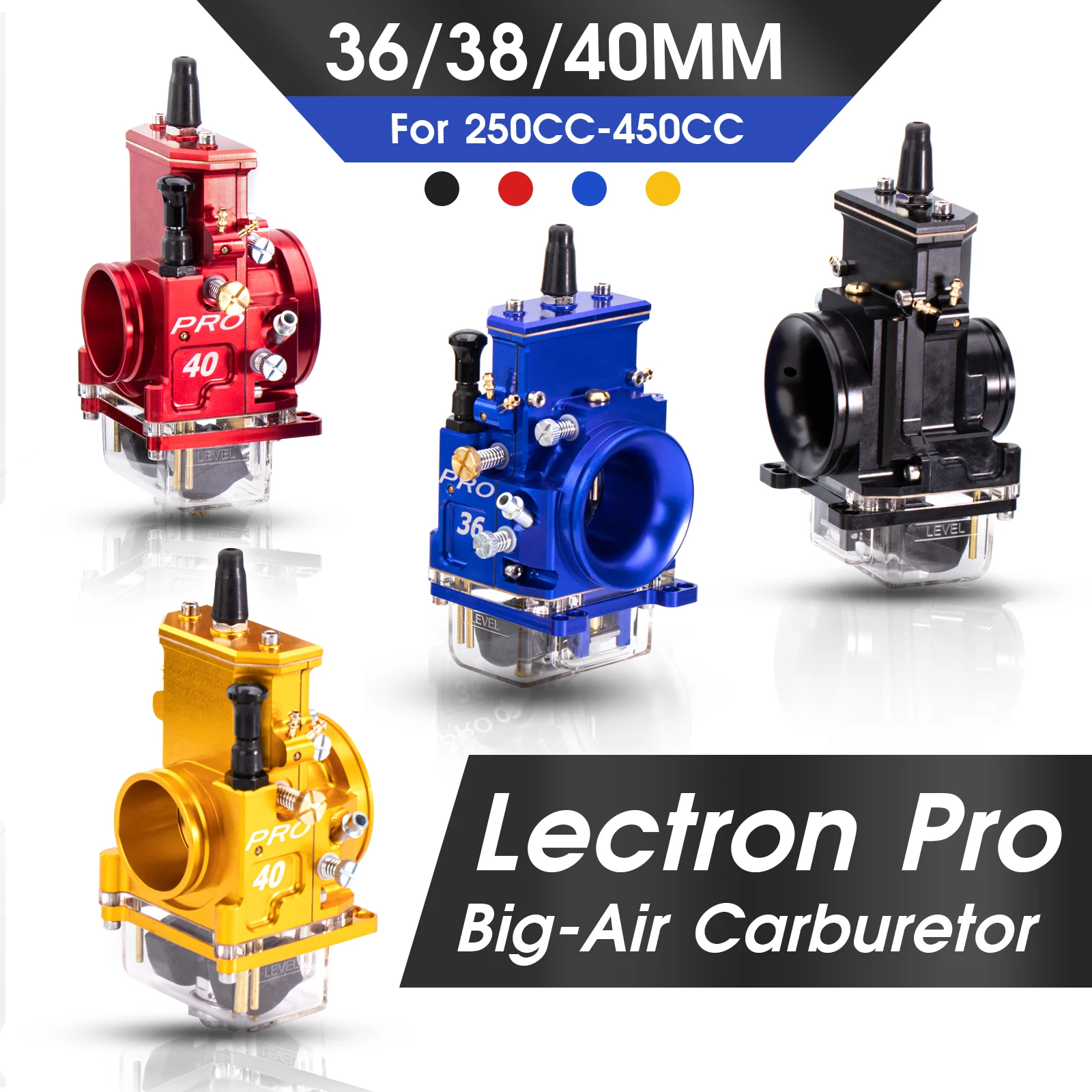 ZSDTRP 36 38 40mm 2T Carburettor For Lectron Billetron PRO Series CNC Lectron Carburetor With Air Fuel Mix Screws 250-650CC