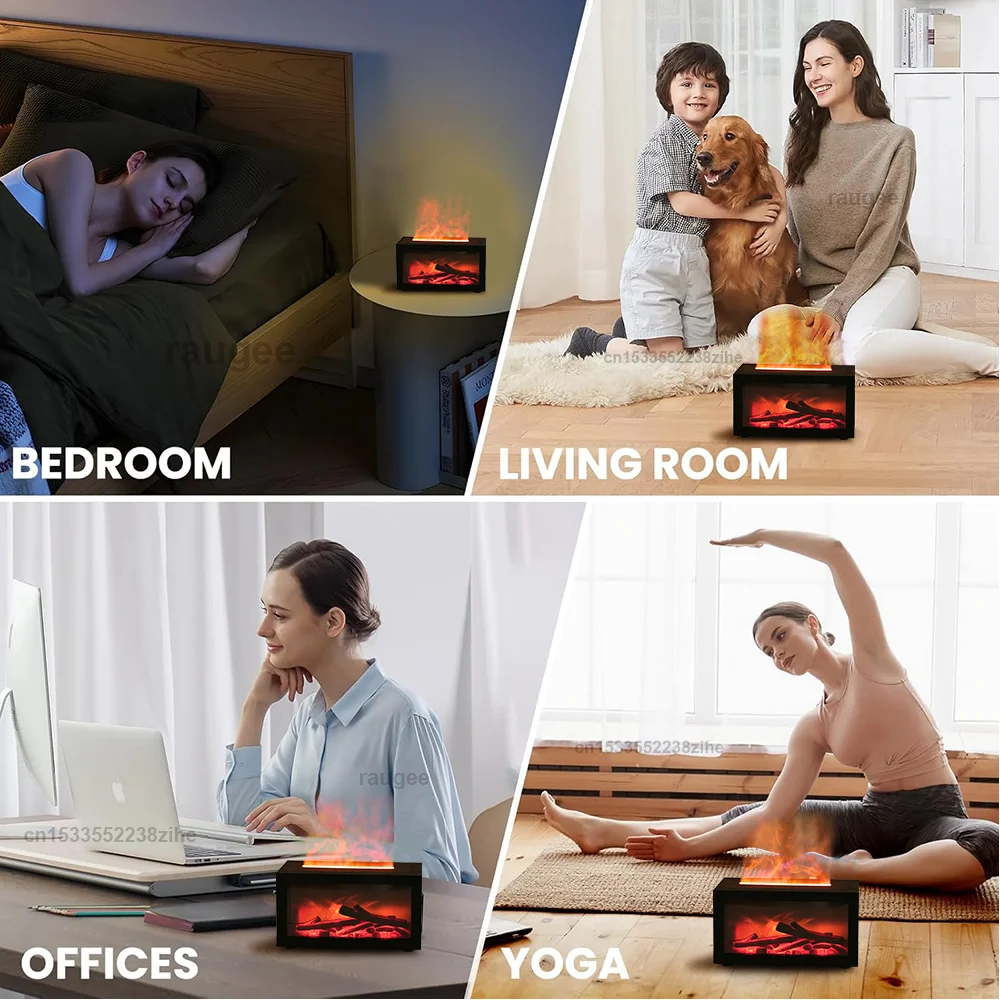 Mini-Aromadiffusor Kamin-Diffusor für ätherische Öle, bunter Flammen-Luftbefeuchter, Ultraschall-Kaltnebelgerät für Zuhause mit Licht – Detail 9