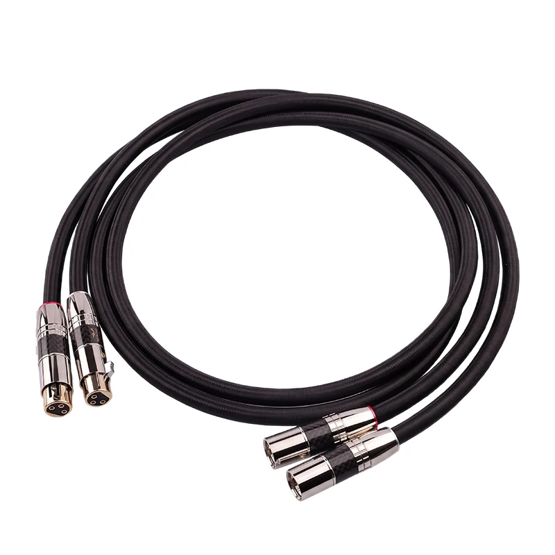 YYAUDIO HiFi XLR Balanced Cable OCC Silver Plated Double Shield Gold Male to Female for Condenser Mic Amp Speaker One Pair