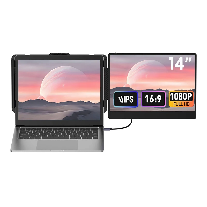 Trending 14 Inch Additional Multiple Computer Screens Dual Laptop Screen Extender Support Win Mac Dual 1080P Electronic Signs
