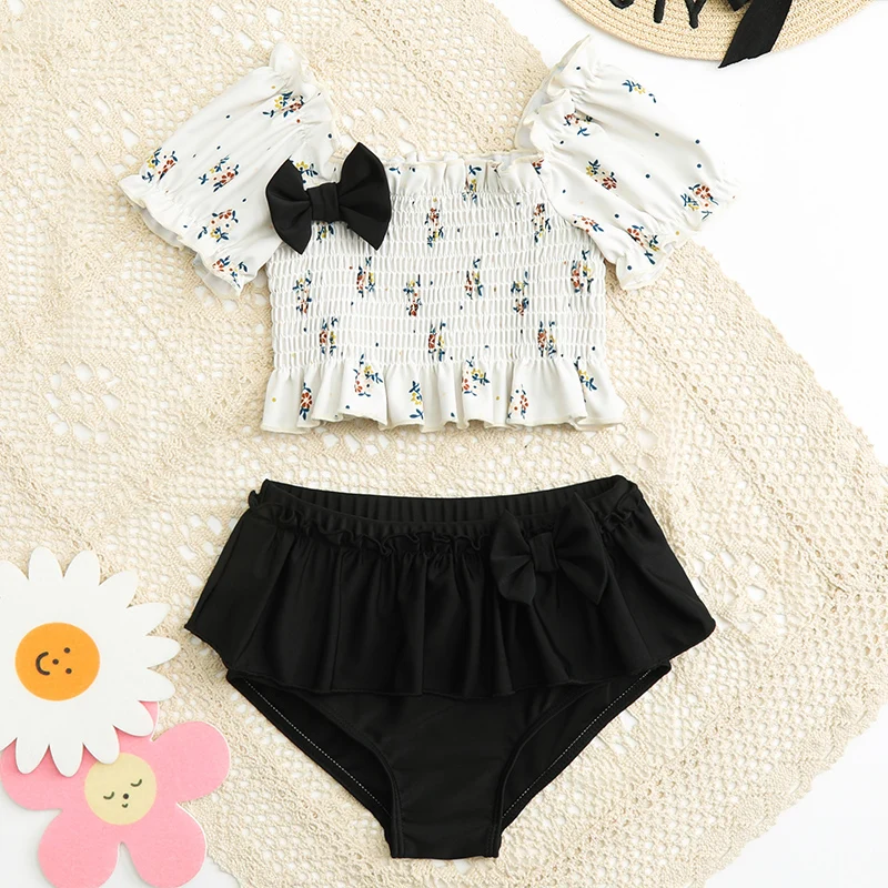 

New Baby Girsl Swimsuit Two Piece Cute Swimwear Kids Little Girl Bikini Beachwear for Toddlers Swimdress Clothes Swimming Pool