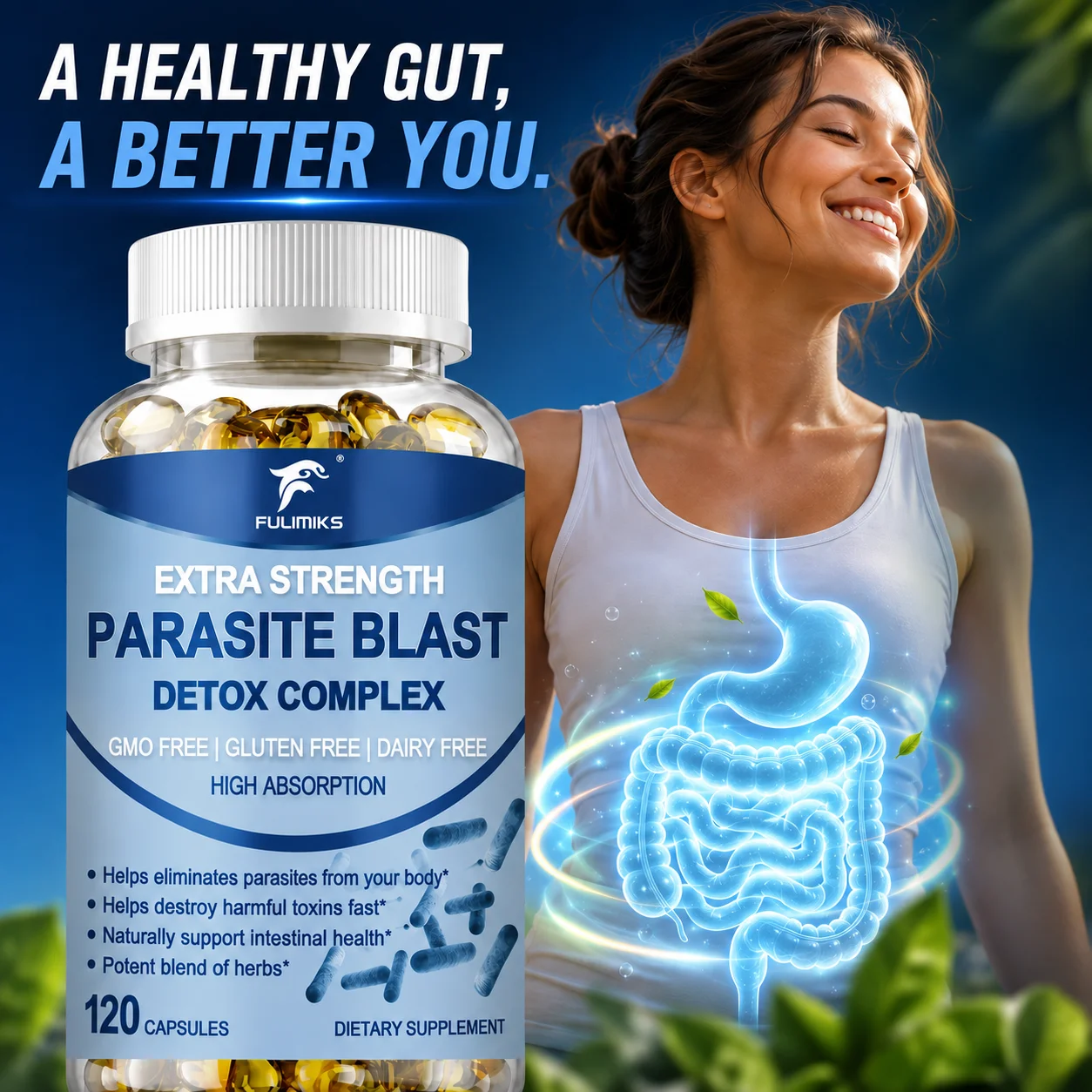 Parasite Blast Detox Complex, Herbal Cleanse Formula, Support Intestinal Wellness & Digestive Comfort,Body Detox,High Absorption