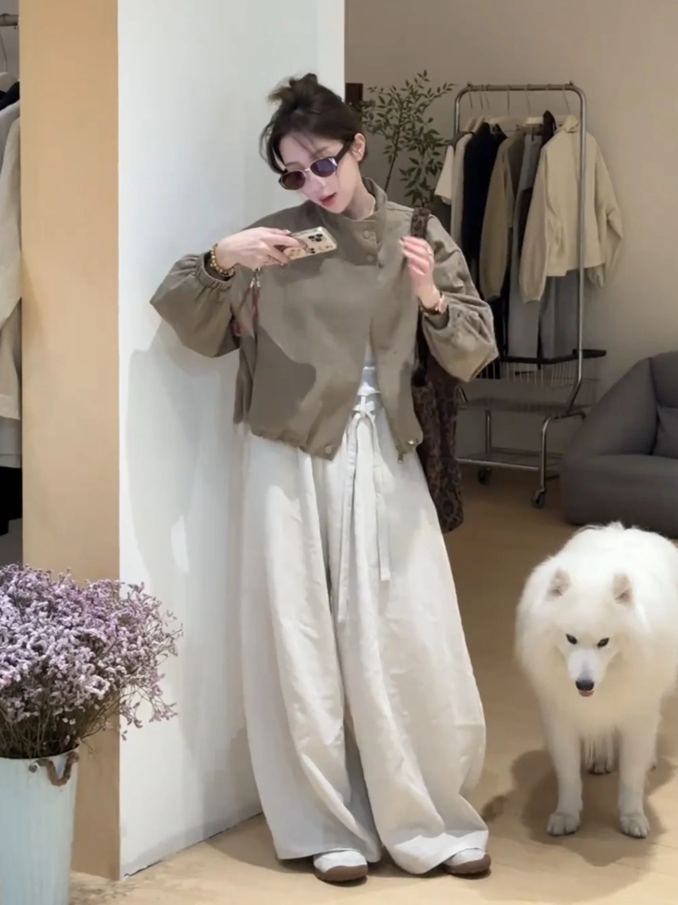 

Корейский Sle ort, повседневный модный женский топ с воротником-стойкой, свободный крой, универсальный осенний Новое поступление, топ премиум-класса