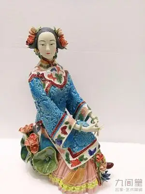 

Early summer lotus girl Lin Weidong ancient beauty Shiwan doll ceramics maiden Ms. girl Beauty figure Sculpture statue Home art