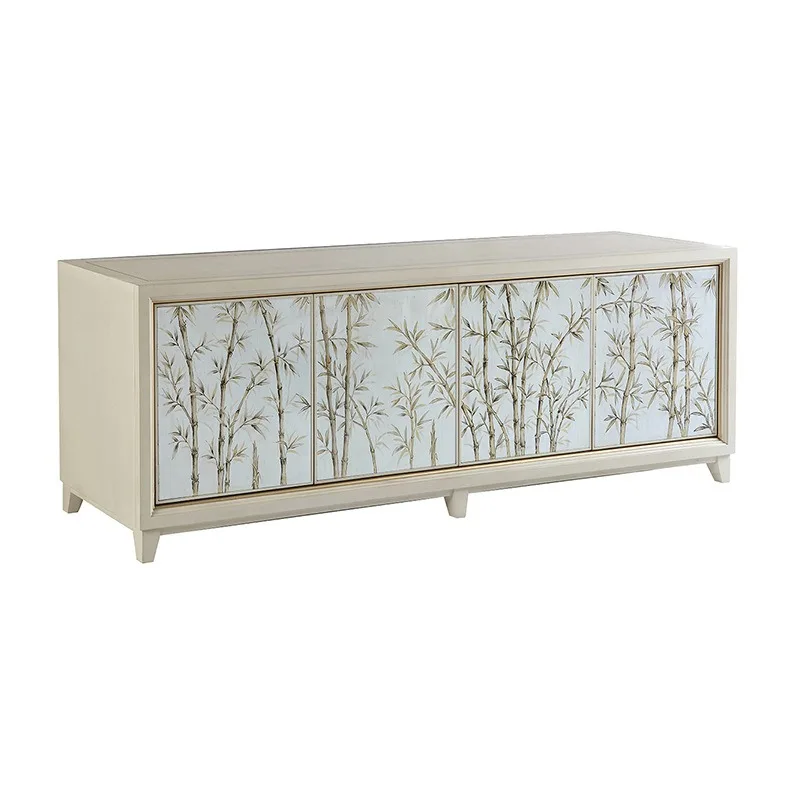 TV cabinet painted glass light luxury living room TV cabinet small apartment living room TV cabinet locker