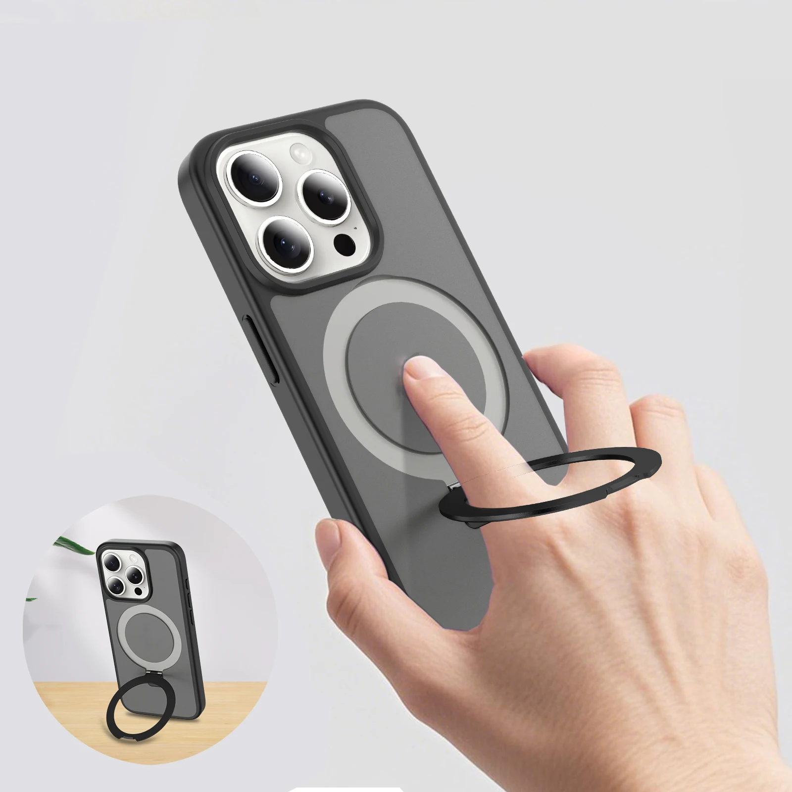 

Non-slip Flexible Rotate Ring Grip Phone Cases For iphone 12/13/14/15/16/17 Kickstand Silicone Fundas Shockproof Bracelet Cover