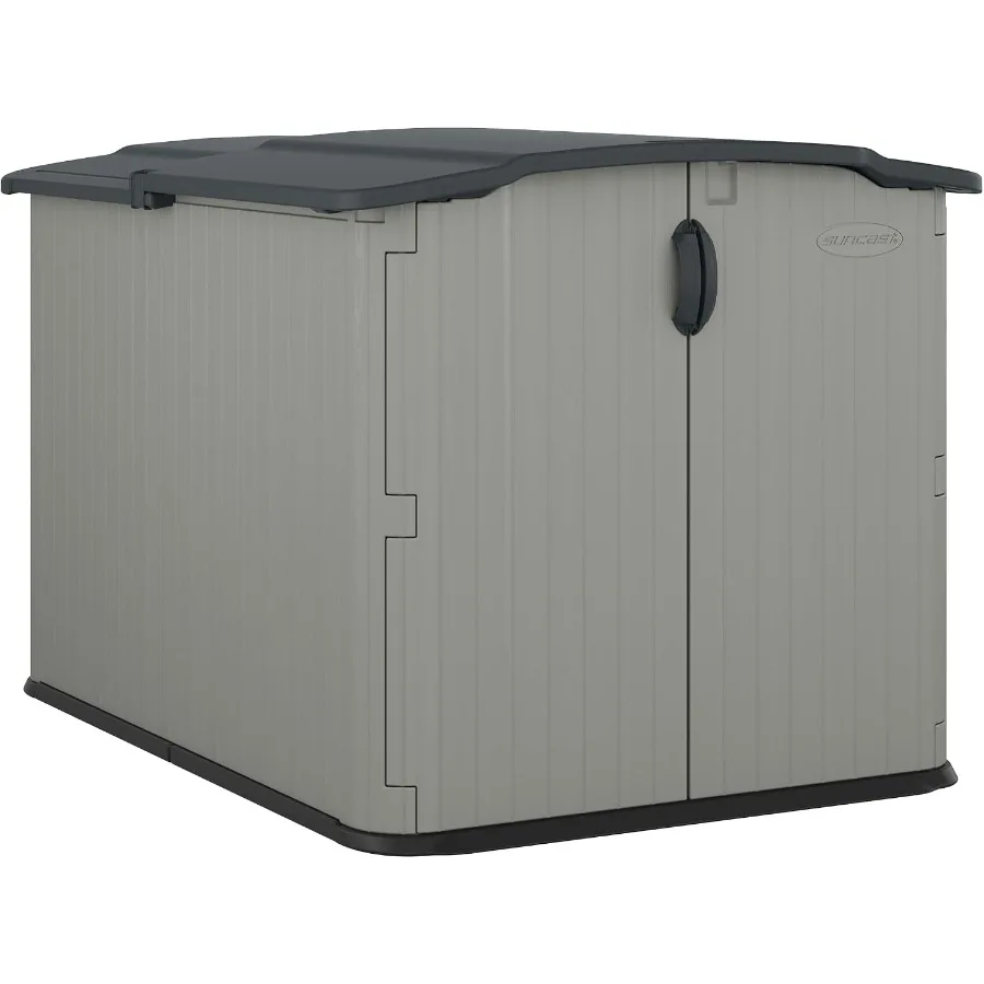 Horizontal Storage Shed, 98 Cu Ft, Resin, Glidetop, Sliding Lid