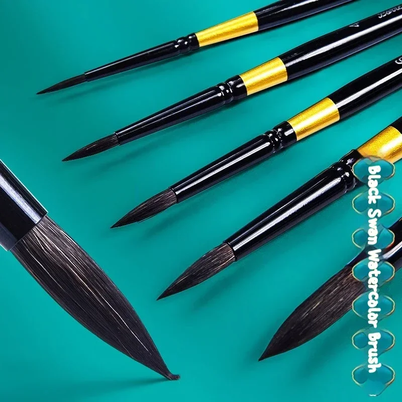 

1/6Pcs Black Handle Round Paint Brush Set Art Painting Brushes Artistic Watercolor Journal Paint Brush for Drawing Art Supplies