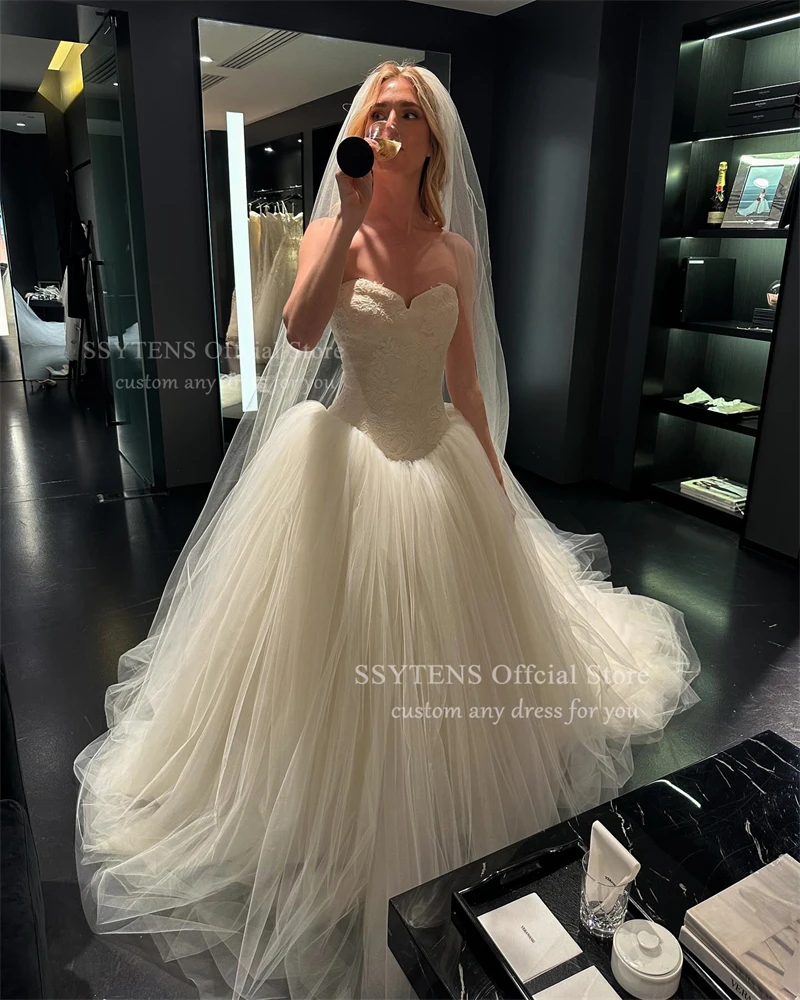 SSYTENS Elegant Wedding Dresses Tulle Sweetheart A Line Bridal Gown Israel Lace Up Back Bride Dress Customized Vestidos De Novia