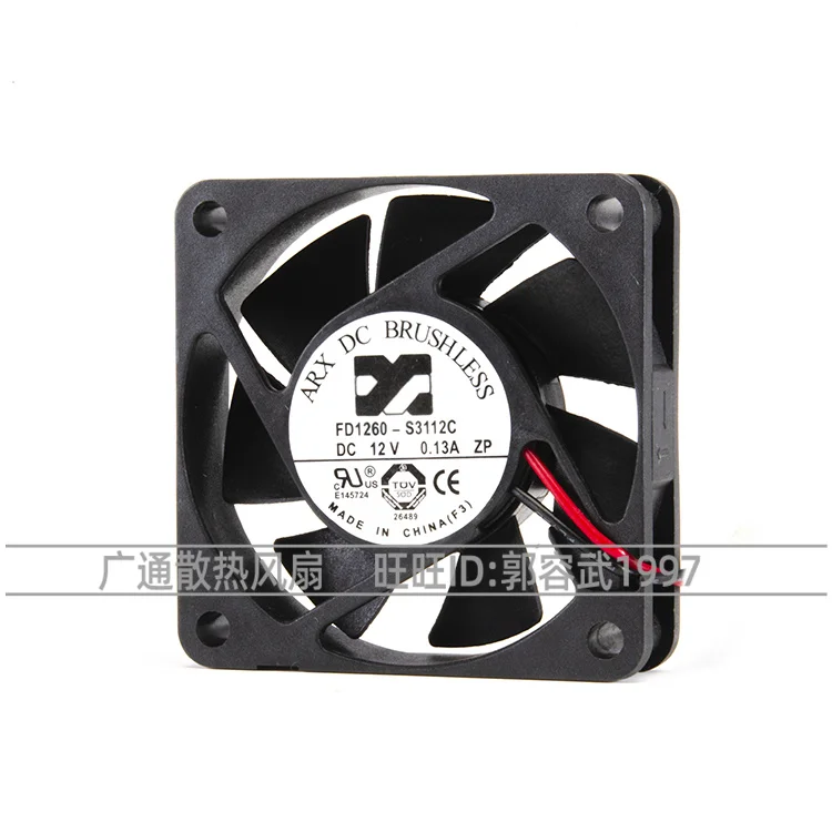 

ARX FD1260-S3112C DC 12 В 0,13 А 60x60x15 мм 2-проводной охлаждающий вентилятор