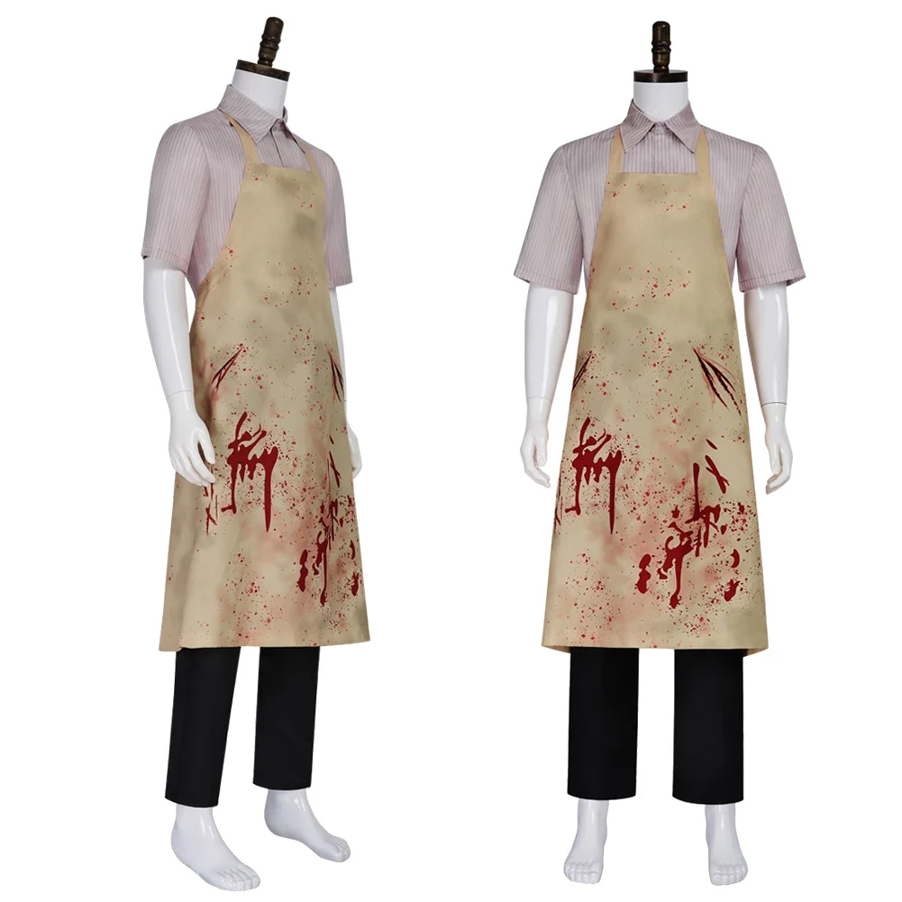 Fantasia Scary Butcher Cosplay Blooded Printed Clothing Horror Stage Disfraz Costume Men Fantasy Halloween Carnival Party Cloth