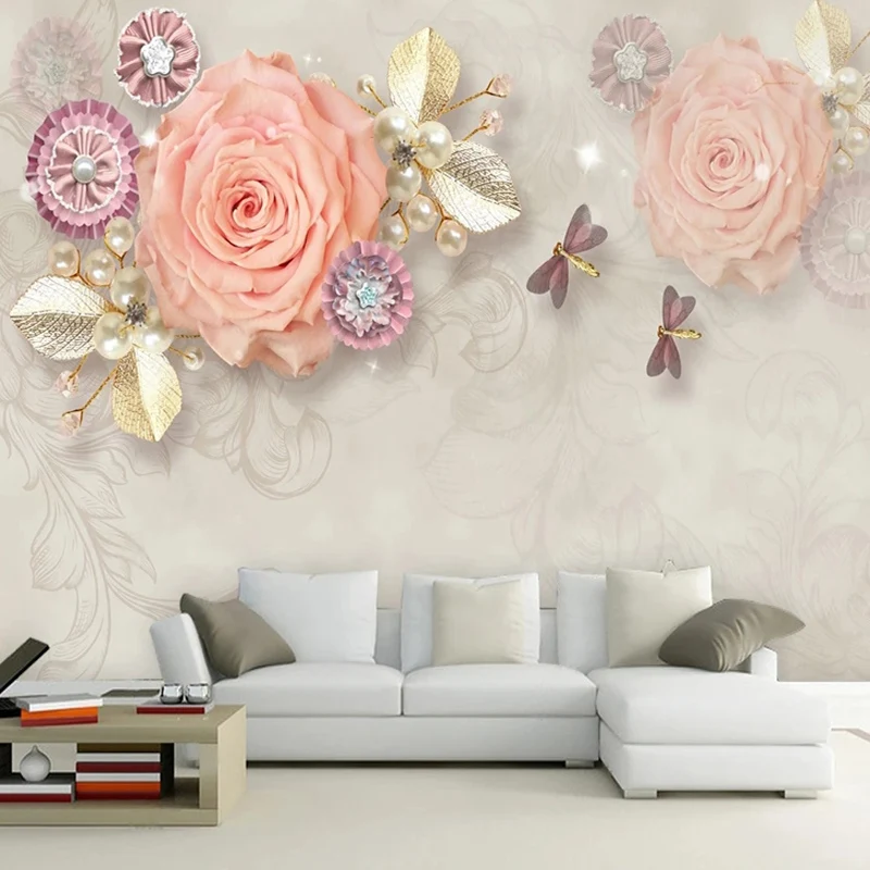 Custom 3D Rose Leaf Wall Mural European Vintage Wallpaper for Living Room Sofa TV Background Wall Art Home Decor