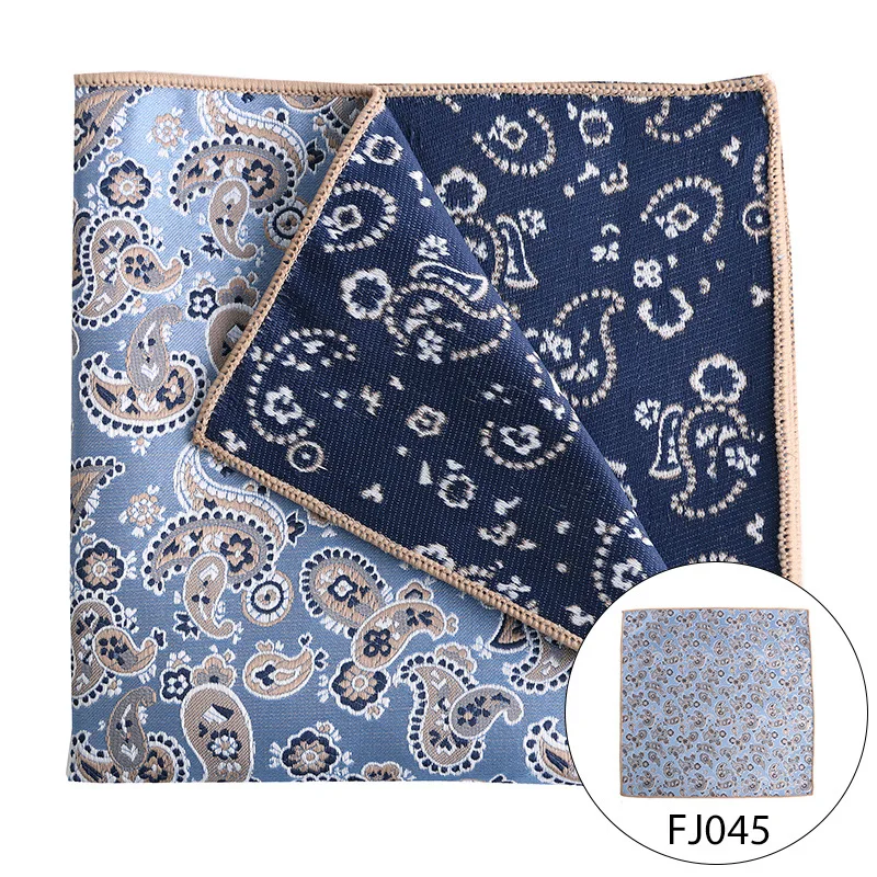 Beige Grey Pocket Square Mens Handkerchief Wedding Party Dress Suit Handkerchief Light Color Vintage Paisley Pocket Square