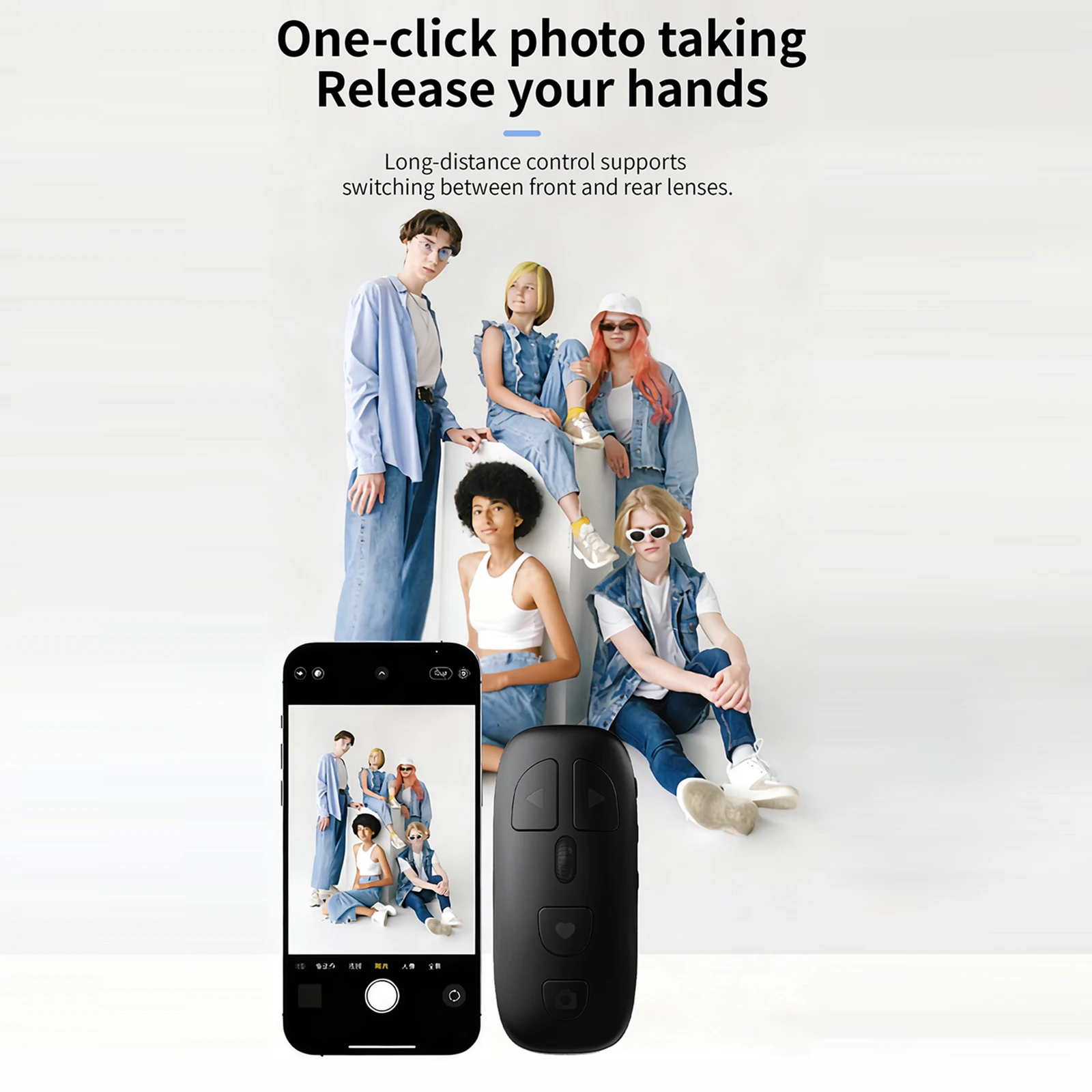 Wireless Camera Remote Control Zoom & Focus Shutter Rechargeable BT Phone Remote for iOS & Android Smartphone