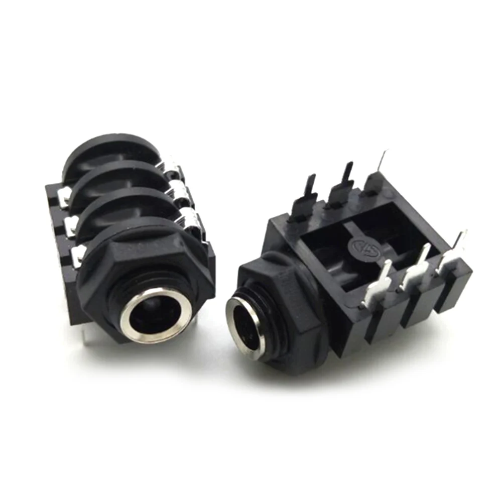Microphone Female Stereo Audio Socket Jack Connector 6PIN 6.35mm 10PCS