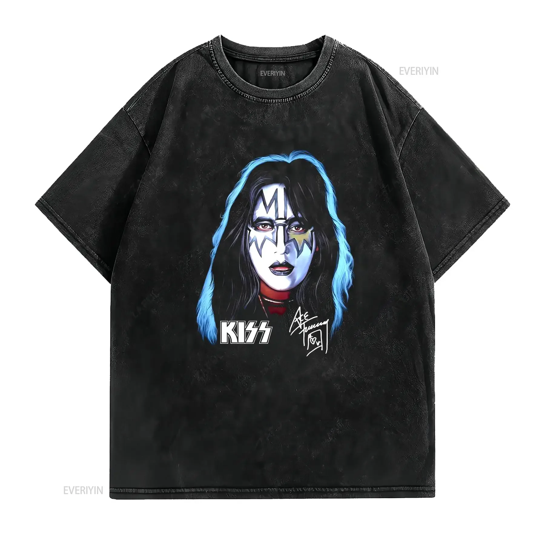 Kiss Ace Frehley 1978 Solo Album Retro T-Shirt Größe S 4XL Rockband IK431 Vintage Washed Top für Alltagskleidung Unisex